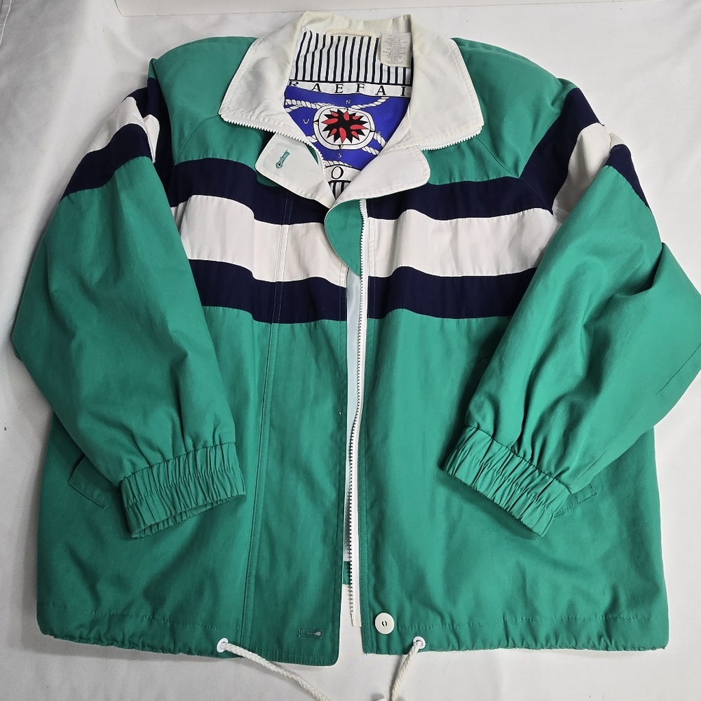Vintage Braefair Sport Nautical Full Zip Jacket With Shoulder Pads 80's